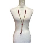 Elegant Rhinestone Crystal Clayball Long Necklace Disco Ball Boho Chic Whimsical Red Photo 8