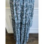 Fresha London Strapless Tiered Ruffle Maxi Leaf Palm Print Dress XS Green Photo 4