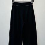 LIVIANA CONTI Pants Size XS Quiet Luxury Knit Wide Leg Cropped Wool Black Italy Photo 4