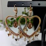 Tri Color Gold Filled Saint Heart Dangle Earrings Photo 0