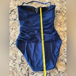 Lauren Ralph Lauren Lace Up Bandeau Swimsuit One Piece Size 6 Navy Blue Photo 4