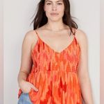 Old Navy NWOT Y2K  Mesh Babydoll Smocked Cami Swing Top Orange/Pink Size L Photo 2