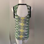 Nicole Miller Atelier Green Yellow Unique Sleeveless Muscle Floral Blouse S Photo 1