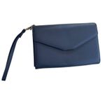 ling xin LEATHERWARE Navy blue Mini faux Leather Wallet With Wrist Strap Photo 0