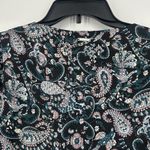 Tahari  Boho Top Blouse Floral Paisley Black Green 3/4 Sleeves Office Size L Photo 6