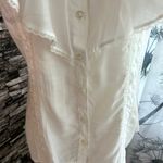 Mossimo White Blouse Ruffled Lace Trimmed Collar SZ S Fairy Coquette Feminine Photo 2