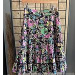Anthropologie  FEI Womens Skirt Sz 0 Corduroy Floral Tiered Ruffle Trimmed Boho Photo 2