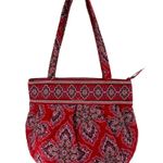 Vera Bradley Red and Pink Paisley Print Quilted Shoulder Bag Photo 2