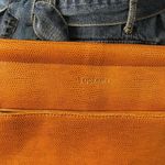 Tuci Italia Reptile Embossed Tan Leather Crossbody Shoulder Bag 12.5"x 11.25" Yellow Photo 1