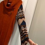 Style Rack Orange Cowl Neck Sweater with Patterned Sleeves Photo 3