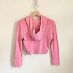 Brandy Melville Pink Dyed Ribbed Hooded Long Sleeves Zip up Jacket One Size Photo 7