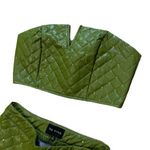 The Sang The Quilted Set Olive Sequin Bustier And High Waisted Wide Leg Pants Set Medium Photo 8