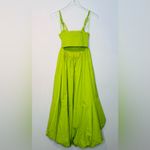 Anthropologie Lime Green Cotton Poplin Midi Bubble Hem Dress Photo 3