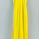 Belle Badgley Mischka Reese Halter Neck Sleeveless Crepe Side Slit Yellow Gown Photo 3