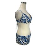 Aqua La Vie En Rose Sz L D Bikini 2 Piece Swimsuit Blue White Floral Halter Top Size L Photo 2