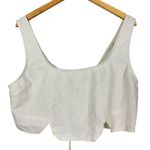 Pretty Little Thing  Plus Cream Linen Lace Up Back Crop Top Size US 14 NWT Photo 0