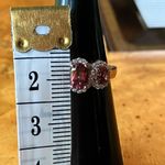 Natural Rubellite Moissanite Sterling Silver Trilogy Ring Size 6 Pink Photo 4