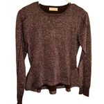 1. State  Crewneck Peplum Top Black Metallic Knit Photo 0