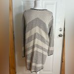 Nic+Zoe  Black and Cream Printed Faux Leather Trim Zip Front Dress Size Medium Photo 5