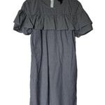 J.Crew Black White Plaid Checker Micro Gingham Edie Cotton Ruffle Sleeve 8 Photo 2