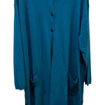 J Jill Long Cardigan‎ Sweater Women Size 3X Ocean Blue Pockets Wool Longline Photo 0