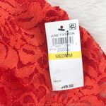 Thalia Sodi ‎ Strapless Lace Cocktail Dress Midi Fitted Popover Orange Medium New Photo 6