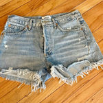 AGOLDE  Light Blue Distressed Jean Shorts Photo 0