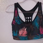 Xersion colorful leaf pattern workout knotted back athletic sports bra Photo 1