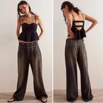 We The Free Free People Palmer Cuffed Wide Leg Jeans Chalkboard Distressed Grunge Size 28 Photo 8