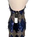 L'ATISTE Metallic Halter Honeycomb Dress Blue Gold Size Medium NWT Photo 6