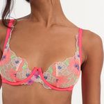 FOR LOVE & LEMONS Shimmer Zinnia Embroidery Underwire Bra size 36 DD pink C0 Photo 1