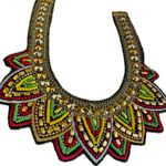 Nine West  Colorful Ethic Mesh Bib collar Maxi Beaded Statement Necklace 32” Photo 8