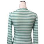 Cali Be Casual Top Long Sleeve Mock Neck Lettuce Edge Ribbed Stripe Blue M NWOT Size M Photo 5