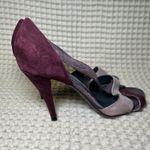 ELMAN Venezia Made in Italy Women's Burgundy Suede Snakeskin Heels Size 39 Purple Photo 1