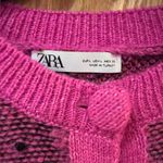 ZARA Pink Jacquard Knit Cardigan with Pompoms Size Large Bloggers Fave 5802/162 Photo 6
