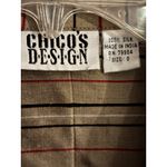 Chicos Design Women's Striped Button Down Shirt Jacket Gold Red Black White M Size L Photo 2