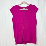 Athleta Magenta Pacifica 2.0 Half Zip Pocket Ruched Short Sleeve Tank Size L Photo 2