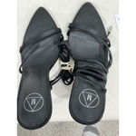 Womans “m” Black Satin Strappy Gladiator Stiletto Dress Sandals Size 5 NWOT Photo 5