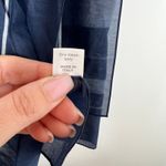 Cuyana Large Navy Blue Light Blue Pink Grey Striped Cotton/Silk Scarf Italy Photo 5