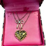 Betsey Johnson Leopard Heart & Bow (Faux) Double Strand Necklace Photo 1