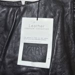 ZARA BLACK VOLUMINOUS GENUINE LEATHER TOP TRF CAPSULE COLLECTION SIZE LARGE LE Photo 4