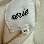 Aerie Groove On Velour Corduroy Full Zip Ribbed Cropped Sweatshirt Cream Medium Photo 3