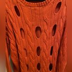 Planet By Lauren G Pima Cotton Cable Car Wash Crewneck Sweater One Size Fits All Photo 5