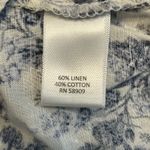 Chelsea and Violet Blue Toile Ruffle Floral Boho Cropped Top Cotton Linen Sz M Photo 3