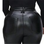 Good American  Better Than Leather Pants Faux Leather Black Straight Leg Sz 16 Photo 4