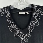 Chico's Chico’s Travelers Women Black Biltmore Crystal Embroidered V-Neck Top Size Large Photo 1