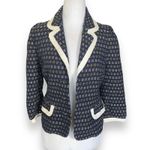 Juicy Couture  Y2K Navy Tweed Open Front Jacket Cream Trim Cropped Preppy XS 2 Photo 1