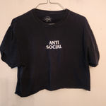 Eighty Eight  anti social black cropped top size womens medium Photo 0