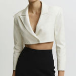 SAINT ART Bryn Cropped Tuxedo Blazer White NWT Small Photo 0