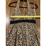 Kay Unger  Halter Plunge Neck silk lace Maxi Dress gown Black gold Whimsigoth 6 Photo 4